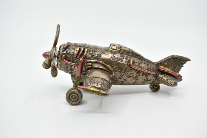 Steampunk Uçak Dekoratif Heykel | Retro Fütüristik Koleksiyon Figürü 18 cm