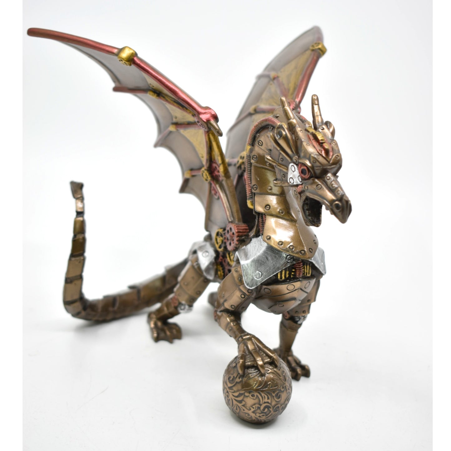 Steampunk Ejderha Dekoratif Heykel | Mekanik Ejderha Koleksiyon Figürü 19,5 cm