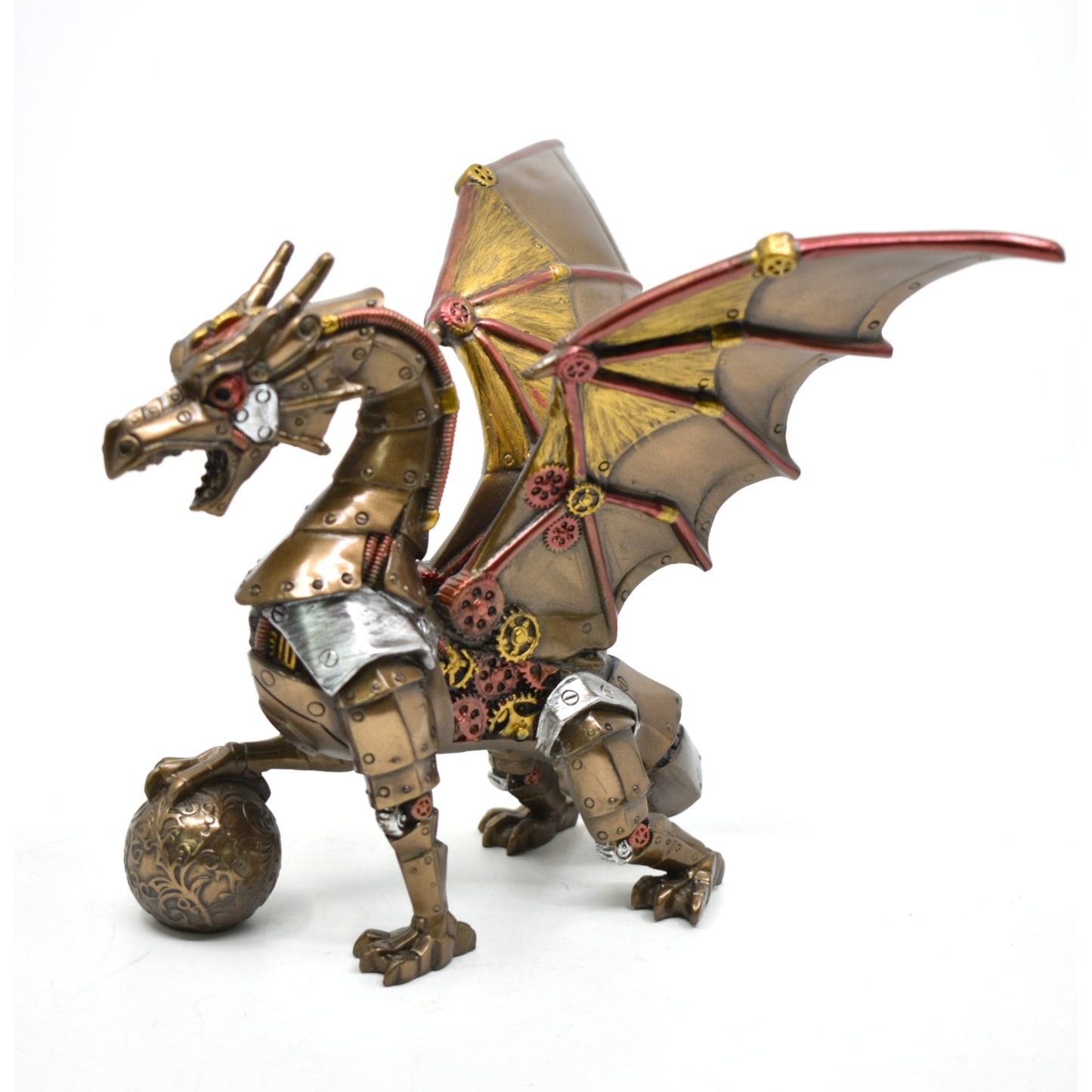 Steampunk Ejderha Dekoratif Heykel | Mekanik Ejderha Koleksiyon Figürü 19,5 cm