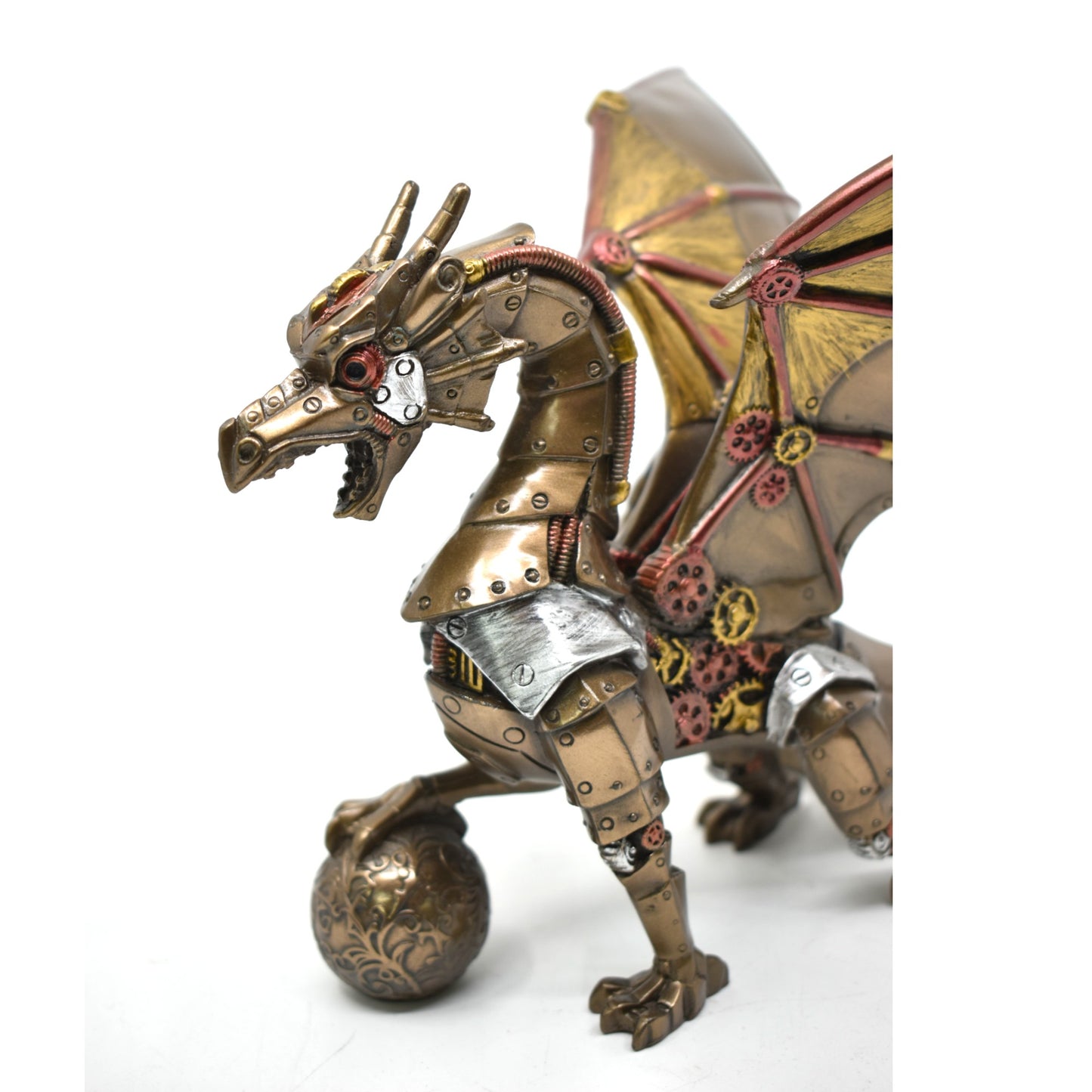 Steampunk Ejderha Dekoratif Heykel | Mekanik Ejderha Koleksiyon Figürü 19,5 cm