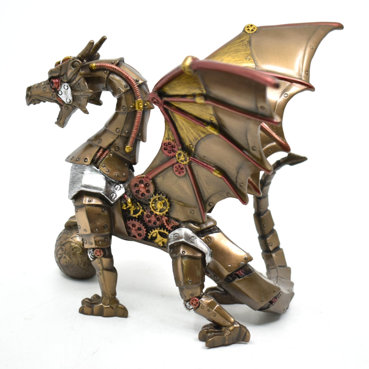 Steampunk Ejderha Dekoratif Heykel | Mekanik Ejderha Koleksiyon Figürü 19,5 cm