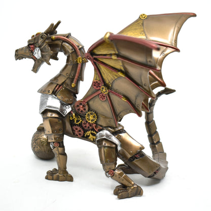 Steampunk Ejderha Dekoratif Heykel | Mekanik Ejderha Koleksiyon Figürü 19,5 cm