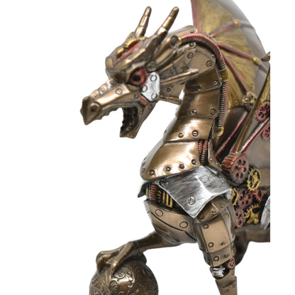 Steampunk Ejderha Dekoratif Heykel | Mekanik Ejderha Koleksiyon Figürü 19,5 cm