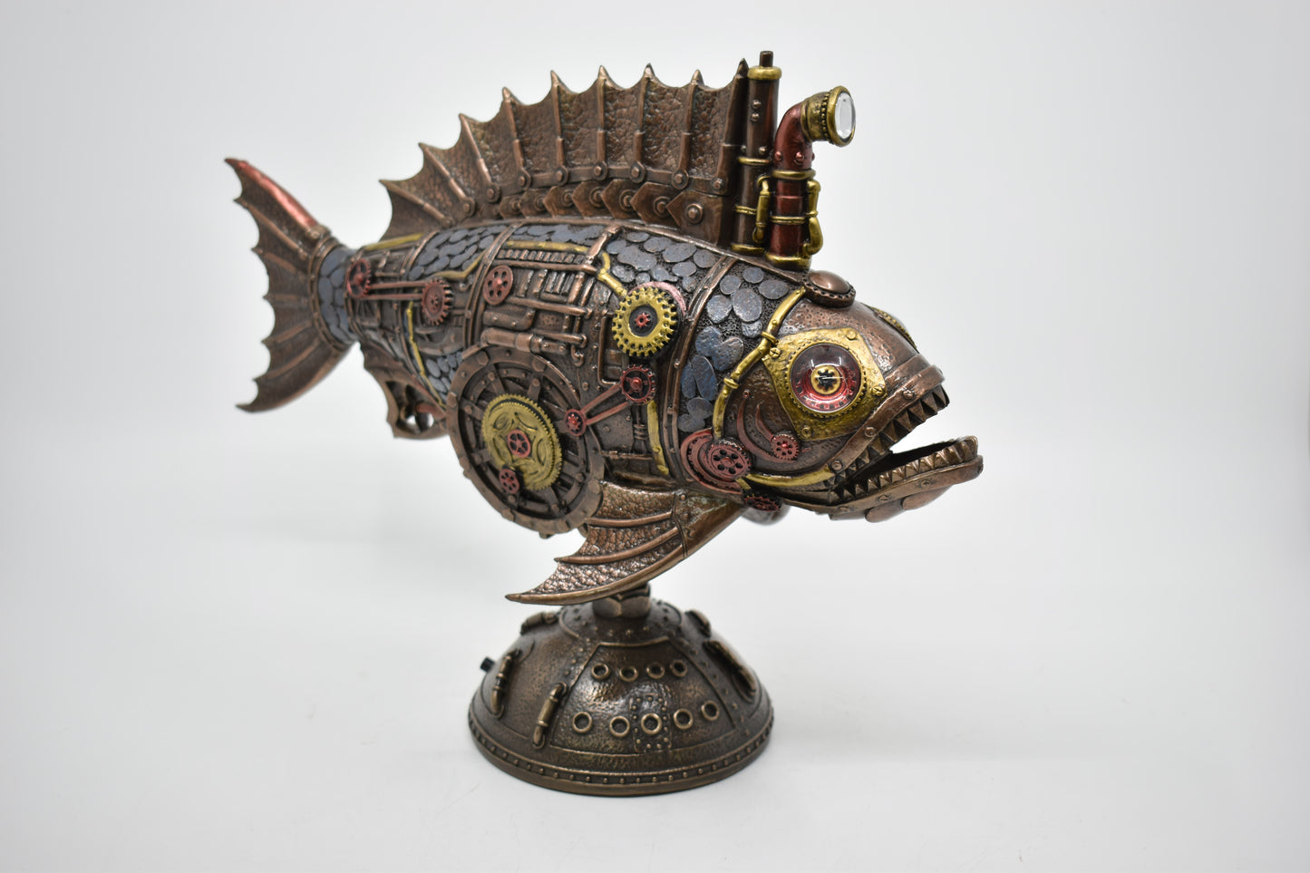 Steampunk Balık Dekoratif Heykel | Mekanik Denizcilik Koleksiyon Figürü 31 cm