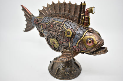 Steampunk Balık Dekoratif Heykel | Mekanik Denizcilik Koleksiyon Figürü 31 cm