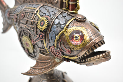 Steampunk Balık Dekoratif Heykel | Mekanik Denizcilik Koleksiyon Figürü 31 cm