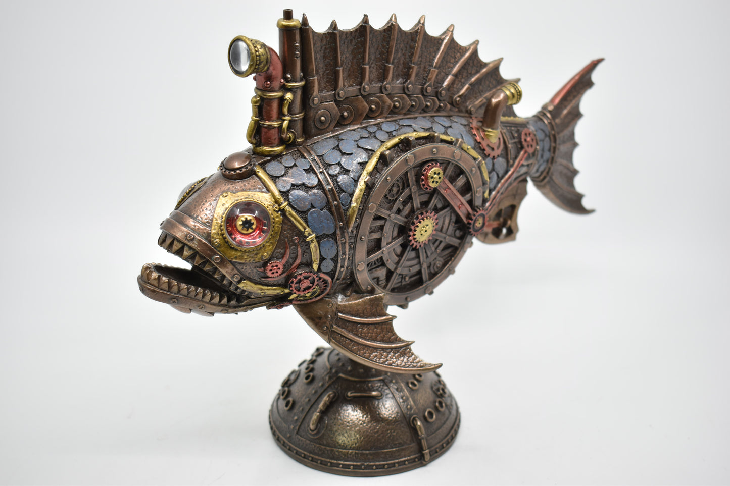 Steampunk Balık Dekoratif Heykel | Mekanik Denizcilik Koleksiyon Figürü 31 cm
