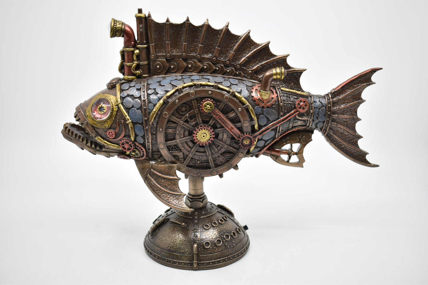 Steampunk Balık Dekoratif Heykel | Mekanik Denizcilik Koleksiyon Figürü 31 cm