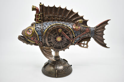 Steampunk Balık Dekoratif Heykel | Mekanik Denizcilik Koleksiyon Figürü 31 cm