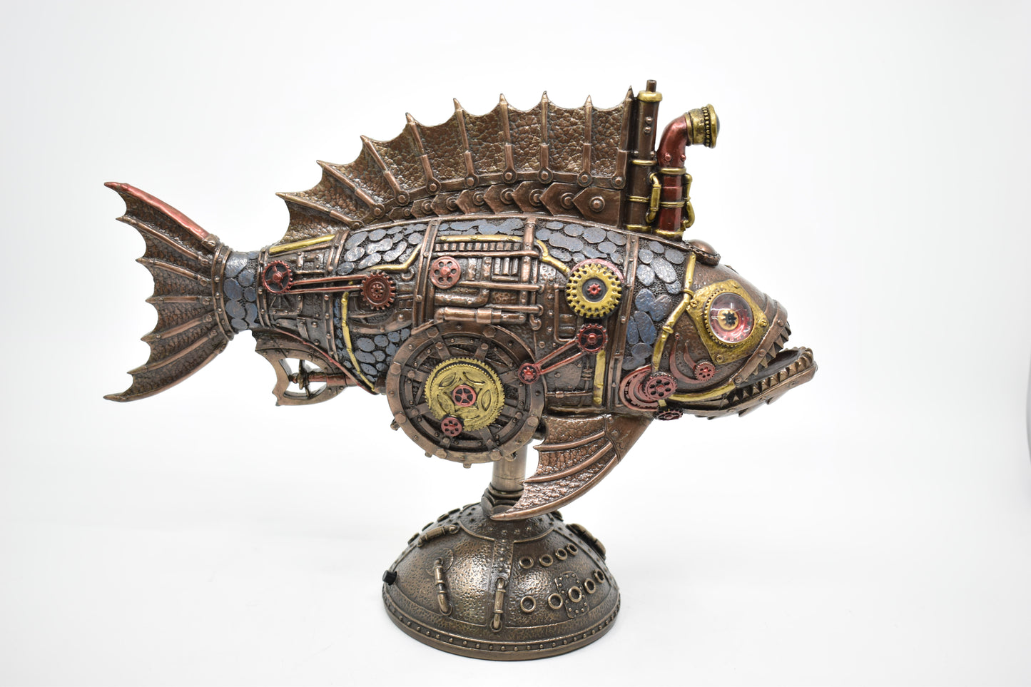 Steampunk Balık Dekoratif Heykel | Mekanik Denizcilik Koleksiyon Figürü 31 cm