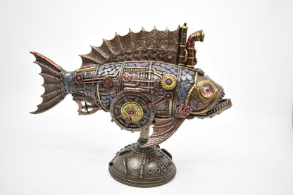 Steampunk Balık Dekoratif Heykel | Mekanik Denizcilik Koleksiyon Figürü 31 cm