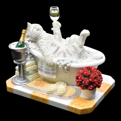 Veronese Design Cat Enjoying a Bath Decorative Figurine 14.5 cm