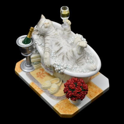 Veronese Design Cat Enjoying a Bath Decorative Figurine 14.5 cm