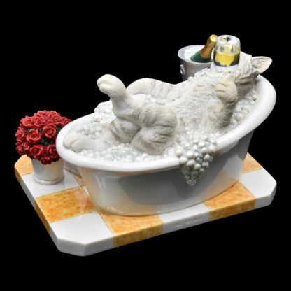Veronese Design Cat Enjoying a Bath Decorative Figurine 14.5 cm