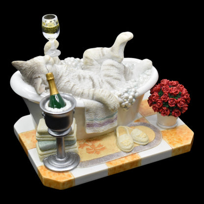 Veronese Design Cat Enjoying a Bath Decorative Figurine 14.5 cm
