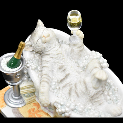 Veronese Design Cat Enjoying a Bath Decorative Figurine 14.5 cm