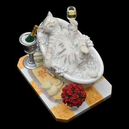 Veronese Design Cat Enjoying a Bath Decorative Figurine 14.5 cm