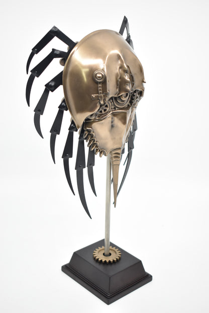Steampunk At Nalı Yengeci Dekoratif Heykel | Mekanik Denizcilik Koleksiyon Figürü 29,5 cm