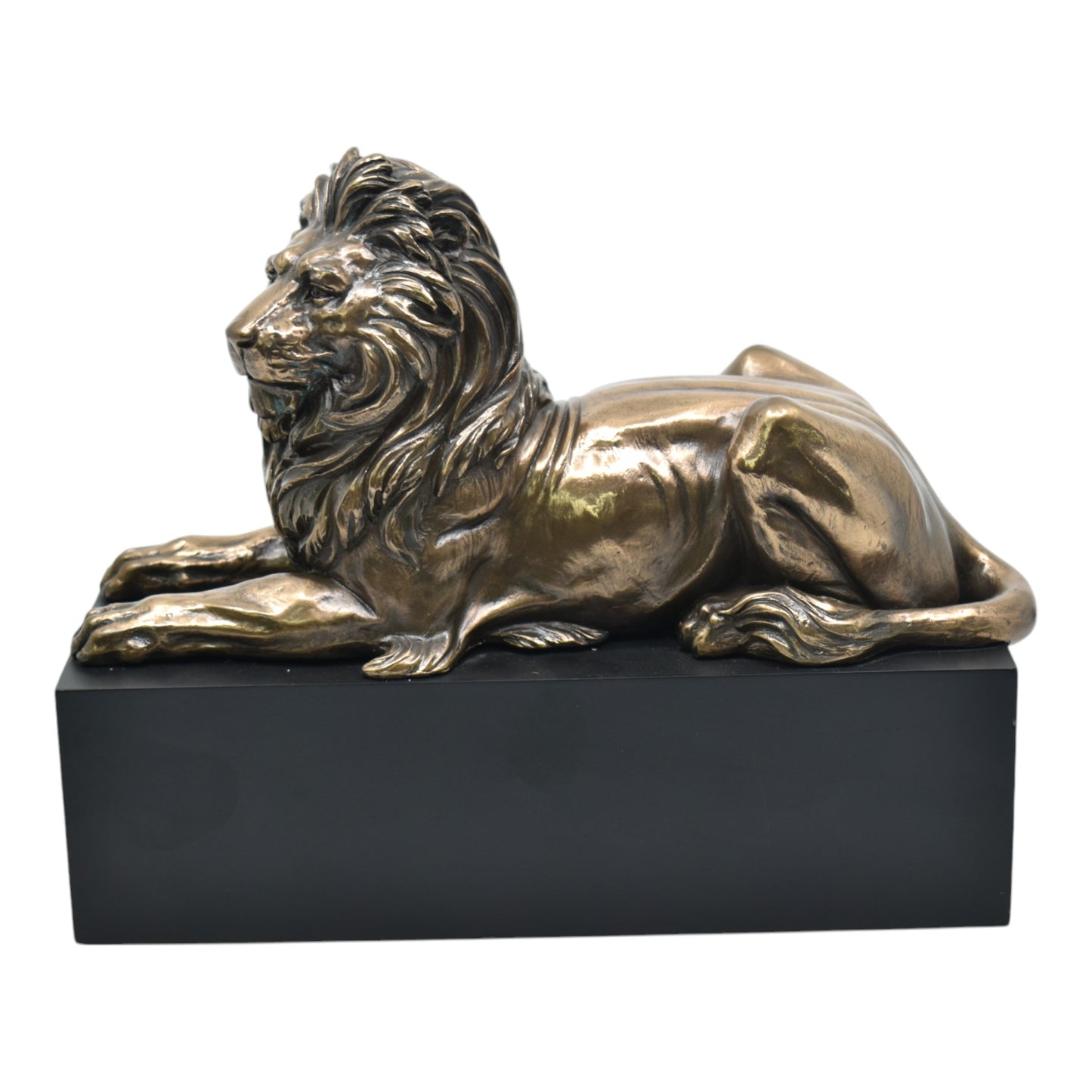 Veronese Design Kaide Üzerinde Uzanan Aslan Dekoratif Biblo 22 cm