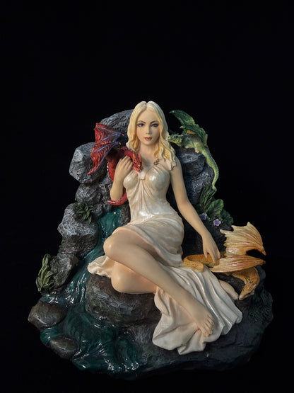 Ejderhalı Kadın Dekoratif Biblo Fantastik Figür 14 cm