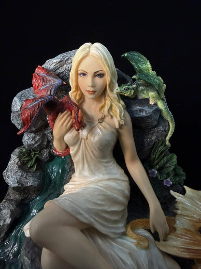 Ejderhalı Kadın Dekoratif Biblo Fantastik Figür 14 cm