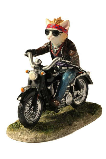Motorsikletli Kedi Dekoratif Biblo