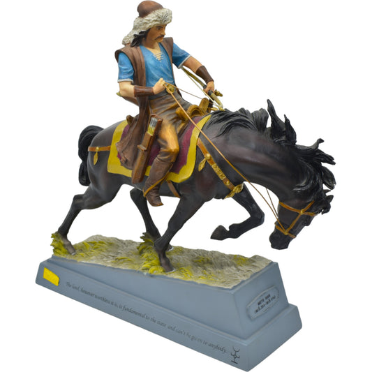 Veronese Design Mete Han Colored Figurine - Mounted Turkish Ruler Decorative Statue 30 cm