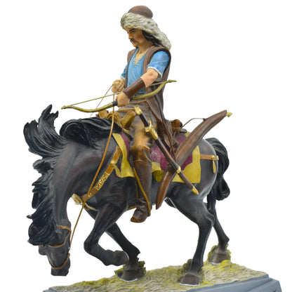 Veronese Design Mete Han Colored Figurine - Mounted Turkish Ruler Decorative Statue 30 cm