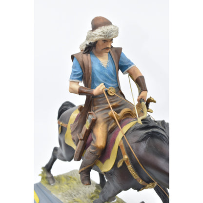 Veronese Design Mete Han Colored Figurine - Mounted Turkish Ruler Decorative Statue 30 cm