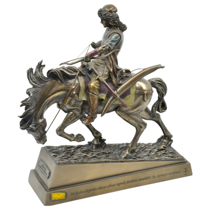 Veronese Design Mete Han Bronz Biblo – Atlı Türk Hükümdarı Dekoratif Heykel 30 cm