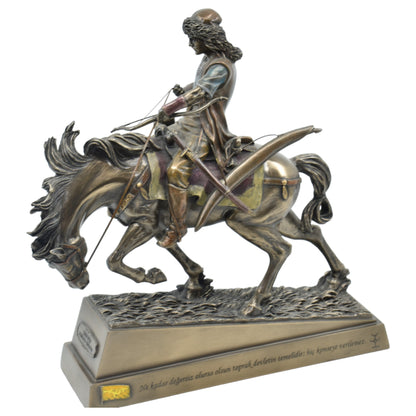Veronese Design Mete Han Bronz Biblo – Atlı Türk Hükümdarı Dekoratif Heykel 30 cm