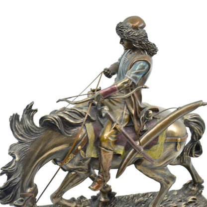 Veronese Design Mete Han Bronz Biblo – Atlı Türk Hükümdarı Dekoratif Heykel 30 cm