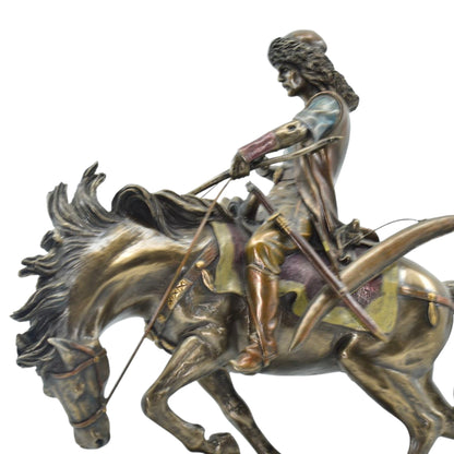 Veronese Design Mete Han Bronz Biblo – Atlı Türk Hükümdarı Dekoratif Heykel 30 cm