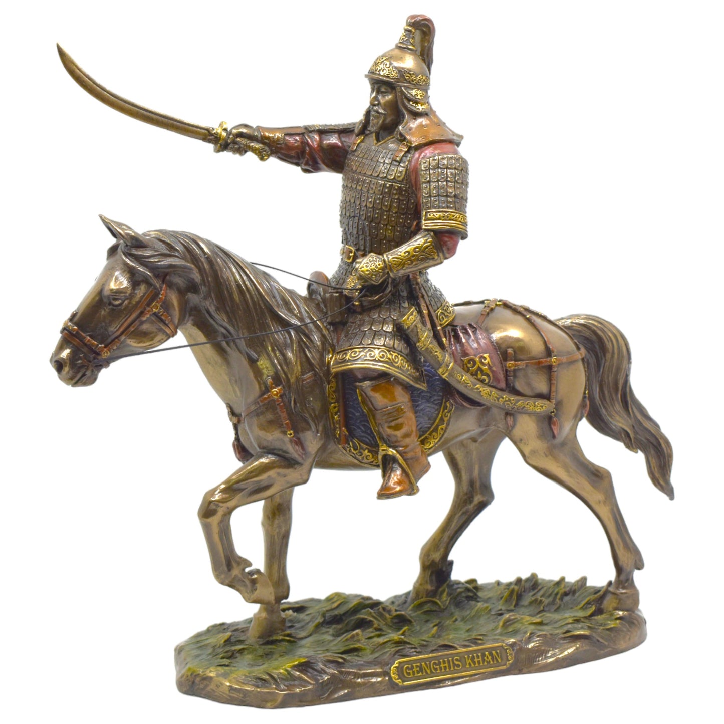 Veronese Design Cengiz Han Atlı Dekoratif Heykel 33,2 cm