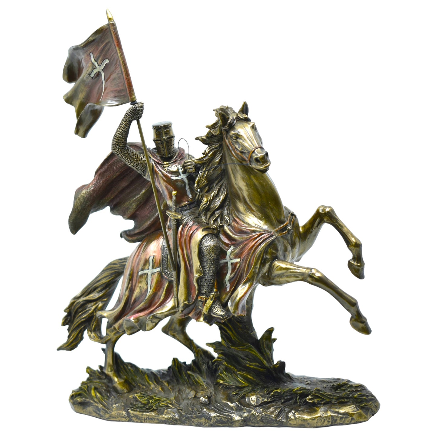Veronese Design Atlı Haçlı Şövalye Dekoratif Heykel 37,5 cm