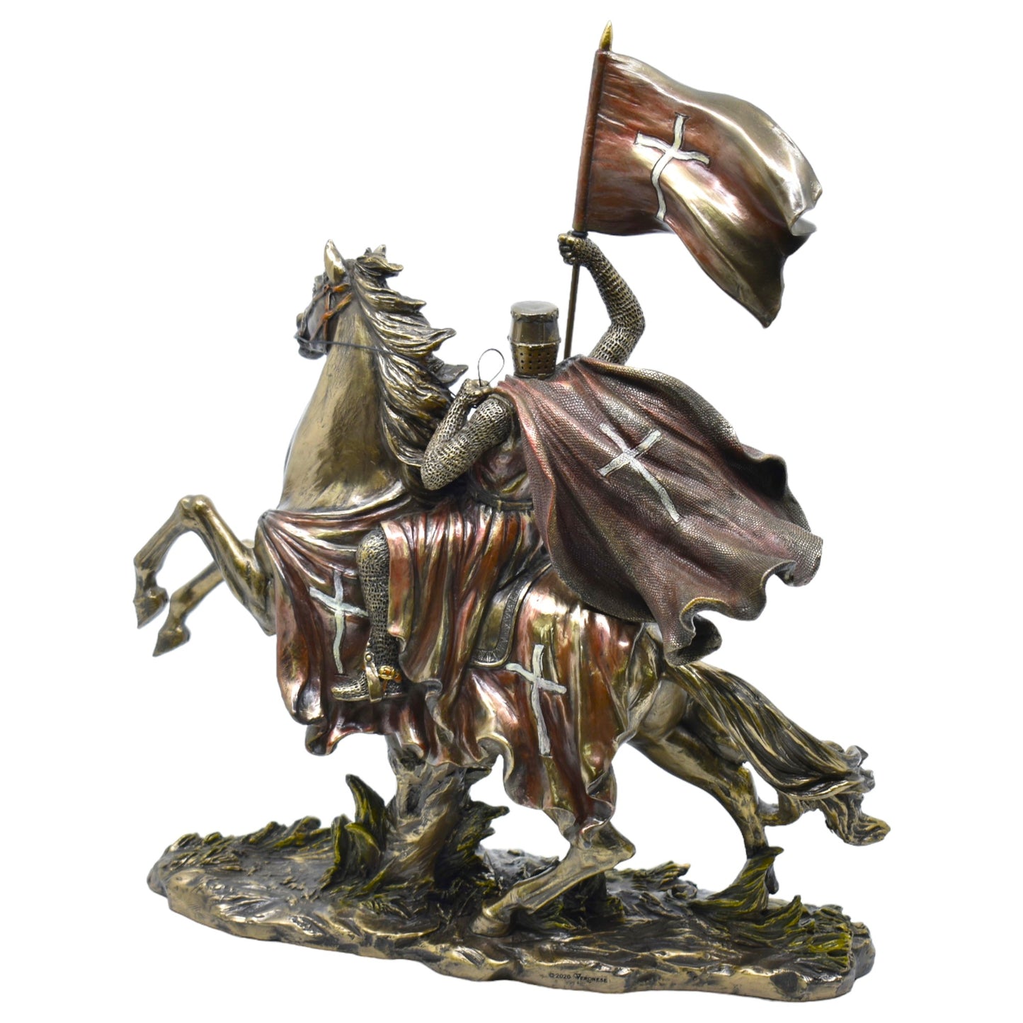 Veronese Design Atlı Haçlı Şövalye Dekoratif Heykel 37,5 cm