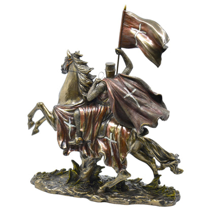 Veronese Design Atlı Haçlı Şövalye Dekoratif Heykel 37,5 cm