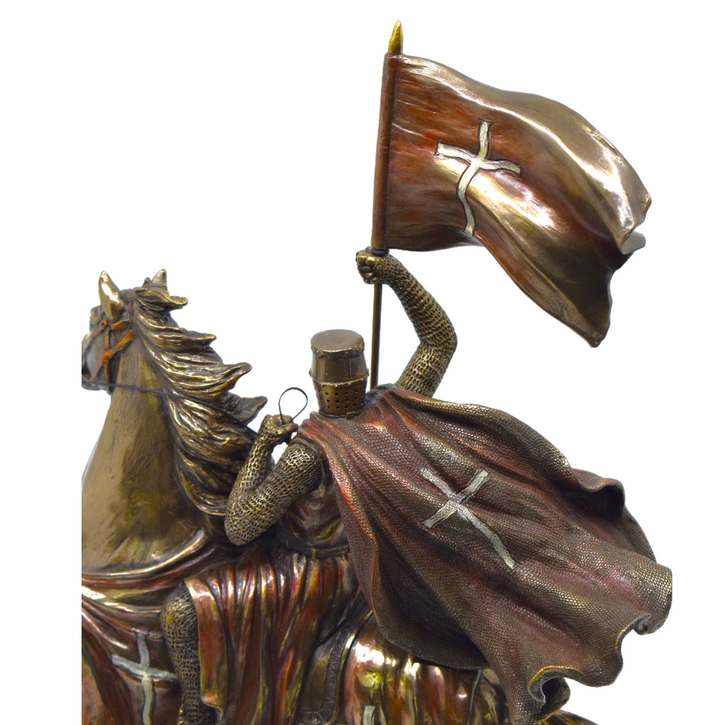 Veronese Design Atlı Haçlı Şövalye Dekoratif Heykel 37,5 cm