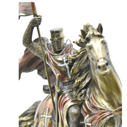 Veronese Design Atlı Haçlı Şövalye Dekoratif Heykel 37,5 cm
