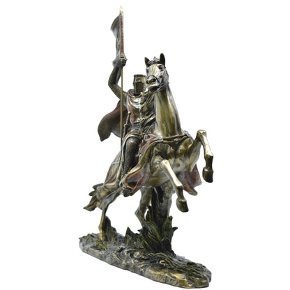 Veronese Design Atlı Haçlı Şövalye Dekoratif Heykel 37,5 cm