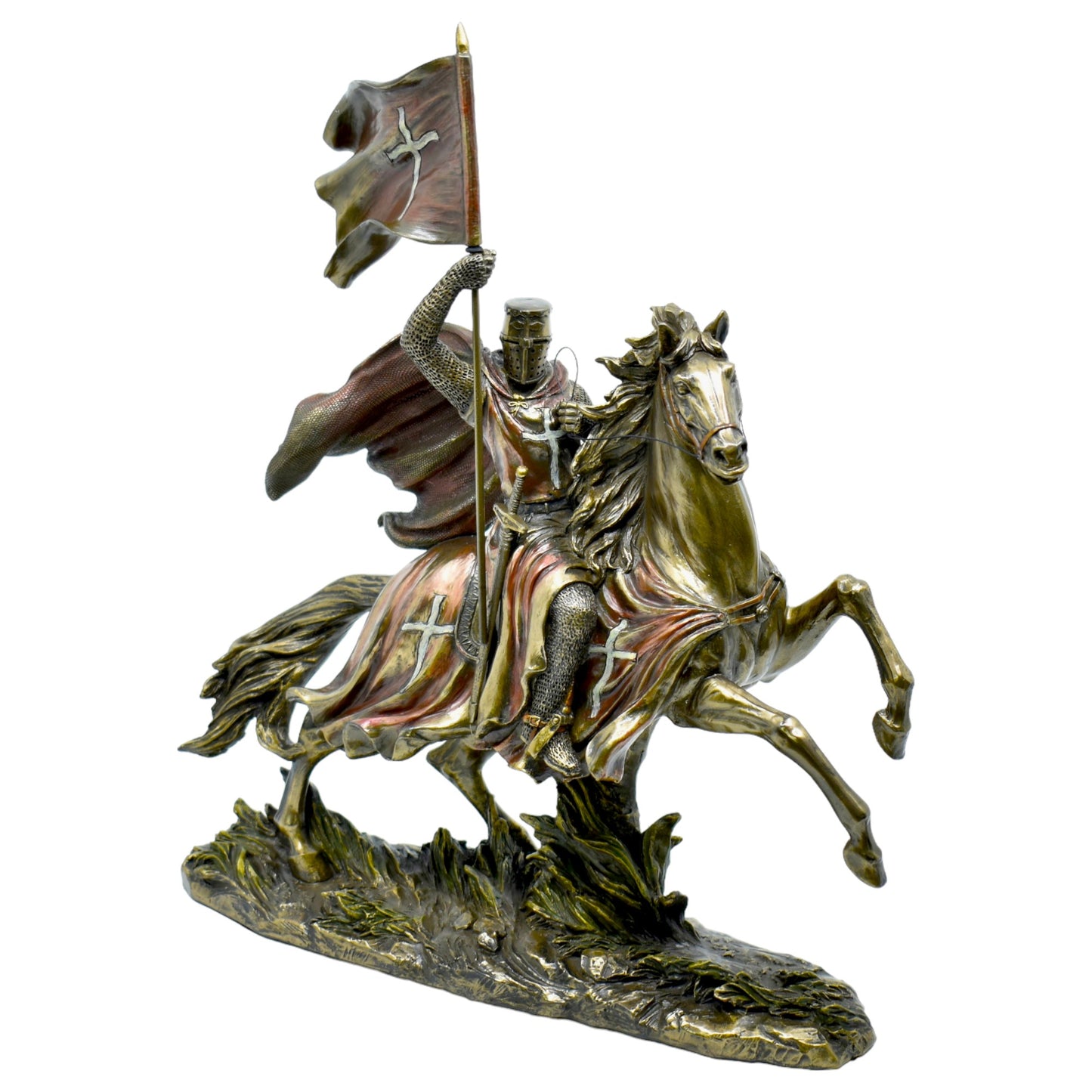 Veronese Design Atlı Haçlı Şövalye Dekoratif Heykel 37,5 cm