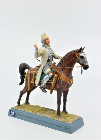 Veronese Design Sultan Alparslan Renkli Biblo – Atlı Selçuklu Hükümdarı Dekoratif Heykel 30 cm