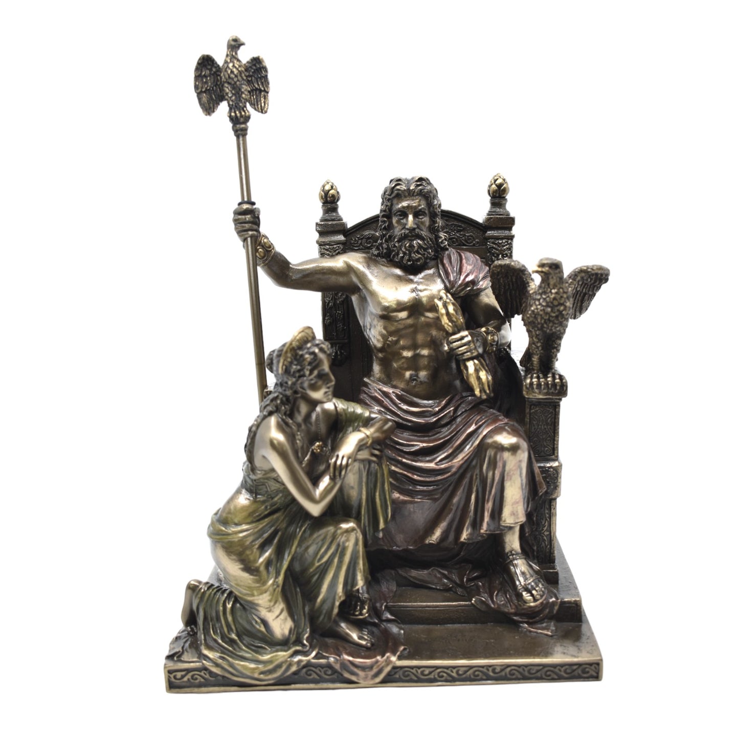 Veronese Design Zeus ve Hera Tahtta Dekoratif Heykel 28 cm