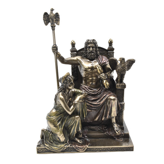 Veronese Design Zeus ve Hera Tahtta Dekoratif Heykel 28 cm
