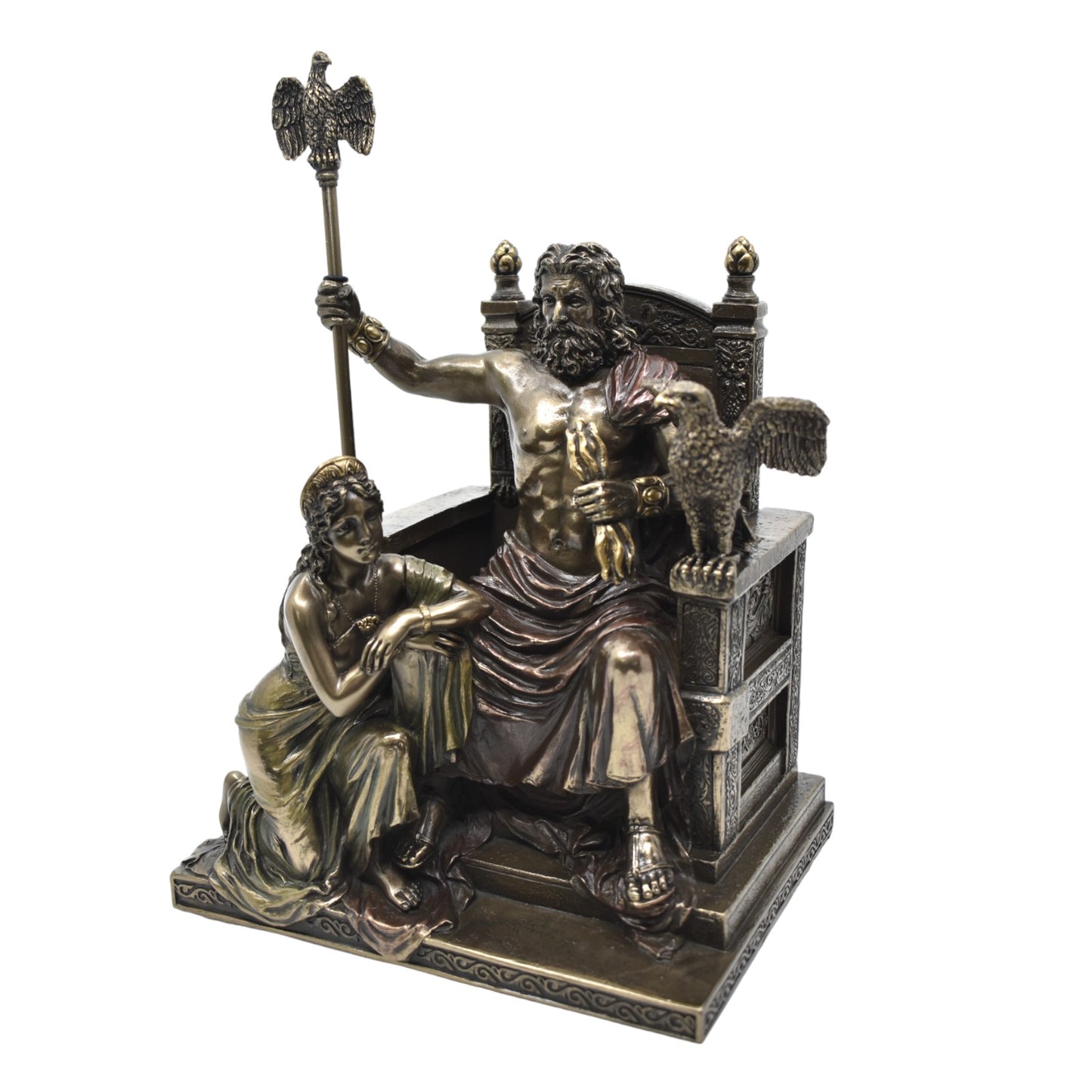 Veronese Design Zeus ve Hera Tahtta Dekoratif Heykel 28 cm