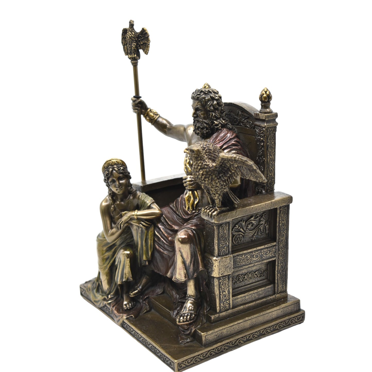 Veronese Design Zeus ve Hera Tahtta Dekoratif Heykel 28 cm