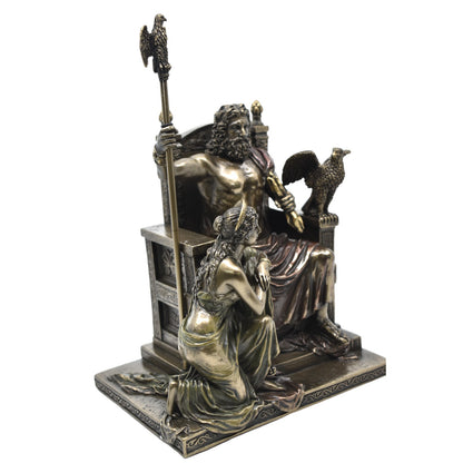 Veronese Design Zeus ve Hera Tahtta Dekoratif Heykel 28 cm