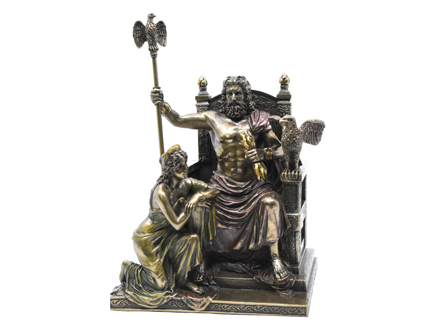 Veronese Design Zeus ve Hera Tahtta Dekoratif Heykel 28 cm