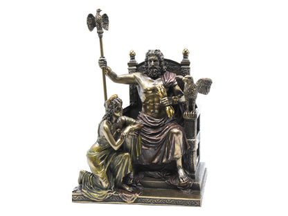 Veronese Design Zeus ve Hera Tahtta Dekoratif Heykel 28 cm