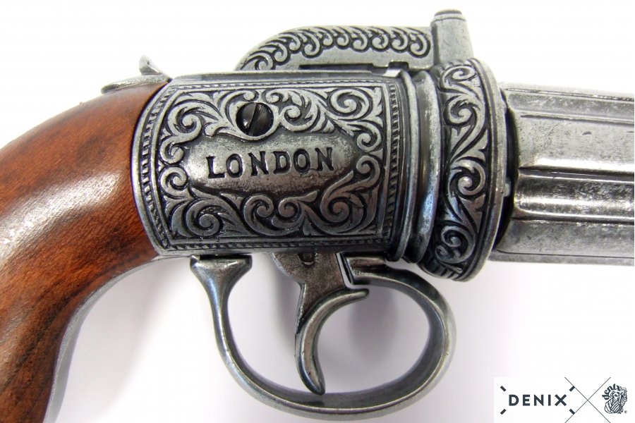 Denix 6 Barrels Pepper-Box Revolver Replica Pistol, England 1840